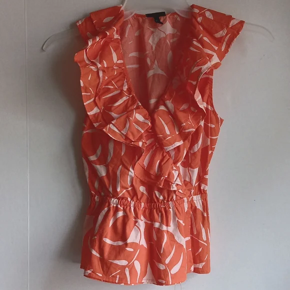SUMMER SLEEVELESS ORANGE RUFFLE TOP - Picture 4 of 4